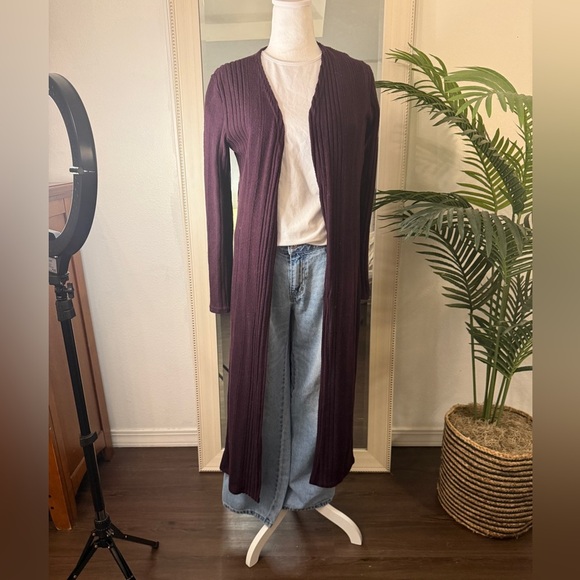 Umgee Deep Purple Long Cardigan Sweater - Picture 1 of 5